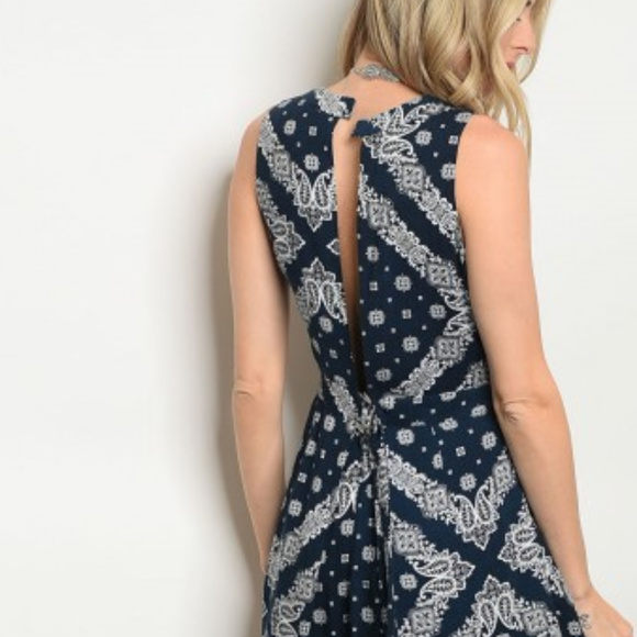 NAVY WHITE CASUAL JUMPSUIT DRESS - Picture 6 of 7